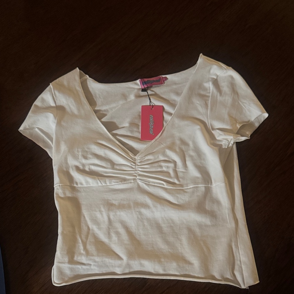 White Ruched Women Top